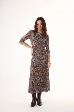 Vestido estampado frunce