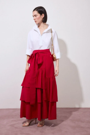 Falda larga volantes